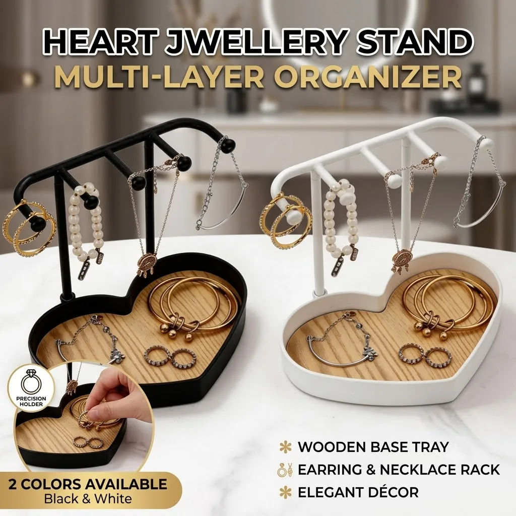 Fashion Portable Jewelry Display Rack Earrings Necklaces Storage Rack Key Organizer With Wooden Base Hanging Holder Girl Gift