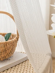 Herringbone pattern jacquard top-grade white yarn simple modern luxury window screen curtain