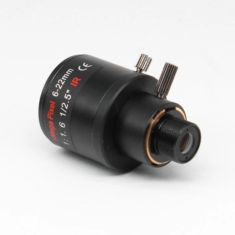 6-22mm 5MP M12 Mount Varifocal Lens F1.6 Manual Zoom Lens High-Definition Network Lens for 5MP Security Cameras A-A73M