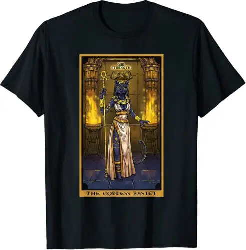 NEW LIMITED The Goddess Bastet Strength Tarot Card Egyptian Cat Witch T-Shirt