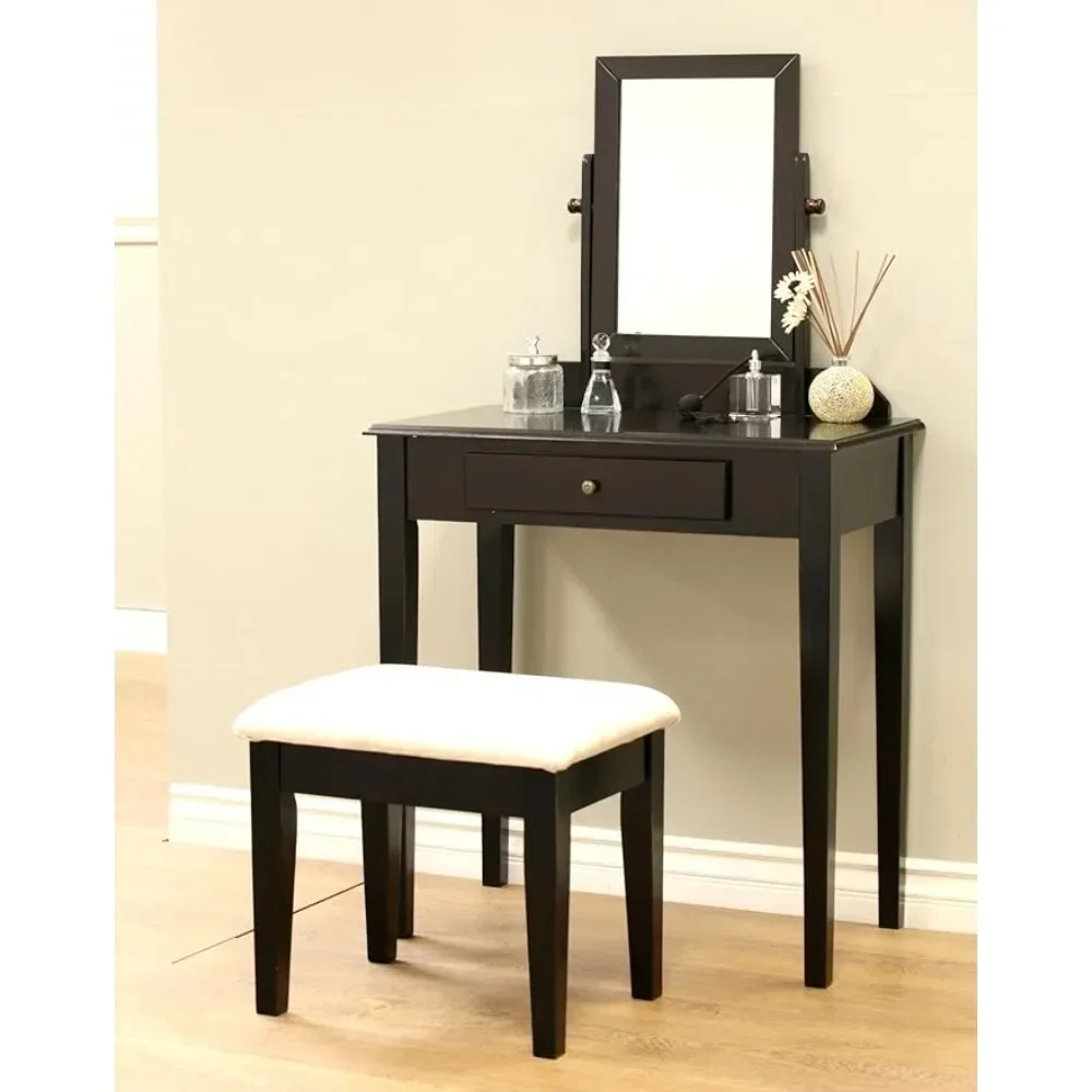 

Furniture Wood 3 Pc Vanity Set Freight Free Furniture Makeup Dressing Table With Mirror Dresser Bedroom Home