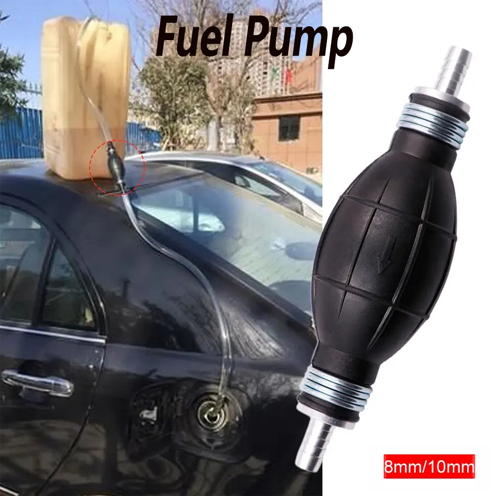 Rubber Aluminum Manual Fuel Pump Hand Primer Oil Petrol Diesel Liquid Transfer Pump 8mm/10mm for Car Motorcycle Boat