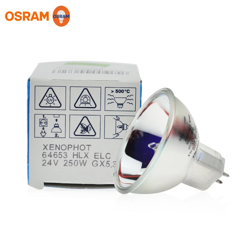 (5 Buah) Osram 64653 24V250W G5.3 Perlengkapan Instrumen Bohlam Instrumen Mikroskop Optik Cangkir Lampu Halogen