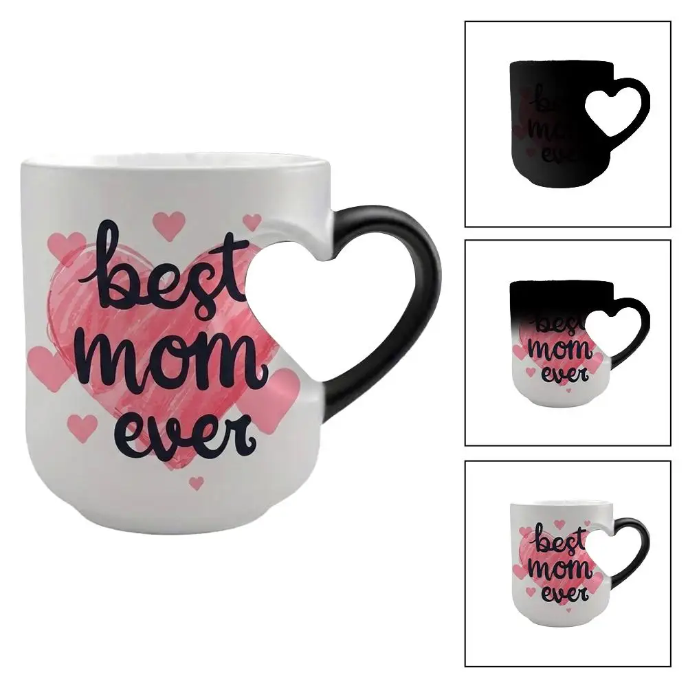 Best Mom Ever Magic Color Changing Mug Heart Shaped Handle Heat Sensitive Ceramic Coffee Cup Mother's Day Birthday Surprise Gift - view 6