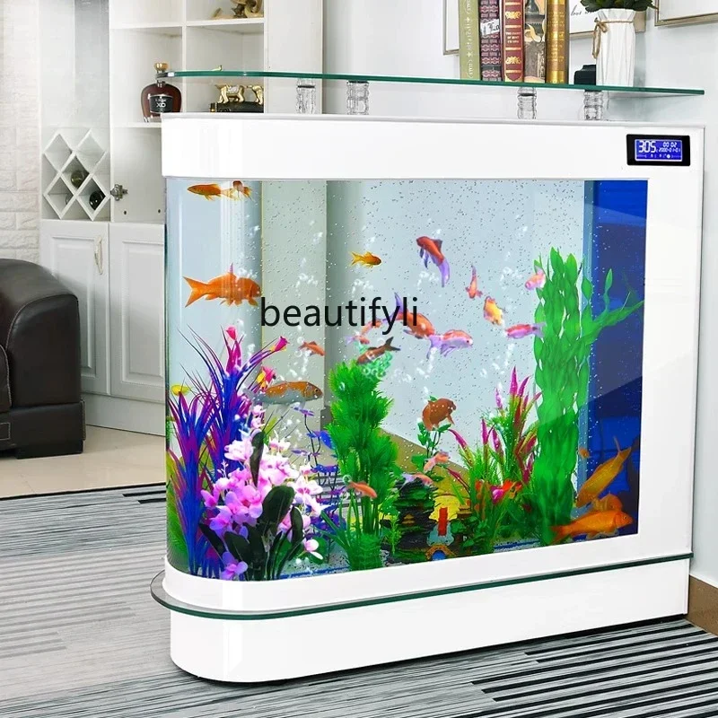 

D80 Fish tank living room household medium aquarium glass 1.2 meters 1.5 meters ecological floor screen fish tank