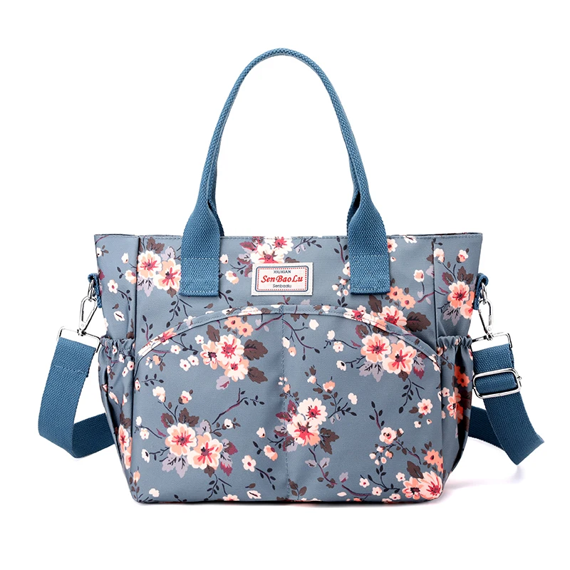 

Summer Women Shoulder bag Printed Flower Top-Handle Bags Female Crossbody Bag Nylon portable Floral Pastoral Tote bag