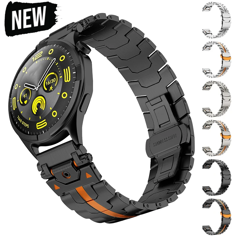 20mm-22mm-ステンレススチールバンド-huawei-watch-5-gt5-5pro-46mm用-メタルブレスレット-samsung-galaxy-watch-7-6-5-4用-ストラップ-リストバンド