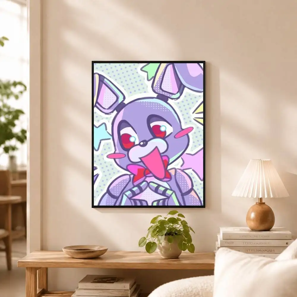 game F-Five Nights at F-Freddys Poster Waterproof Wall Art Sticker For Bar Living Room Vintage Decor