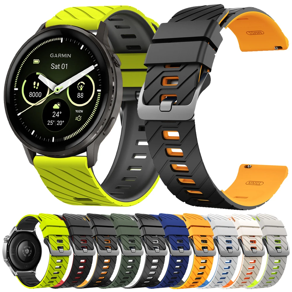22 MM Silikon Armband Armband Für Garmin Venu 4 45mm Venu 3 2 Forerunner 570 47mm 265 255 Musik Armband Quick Release Bracele