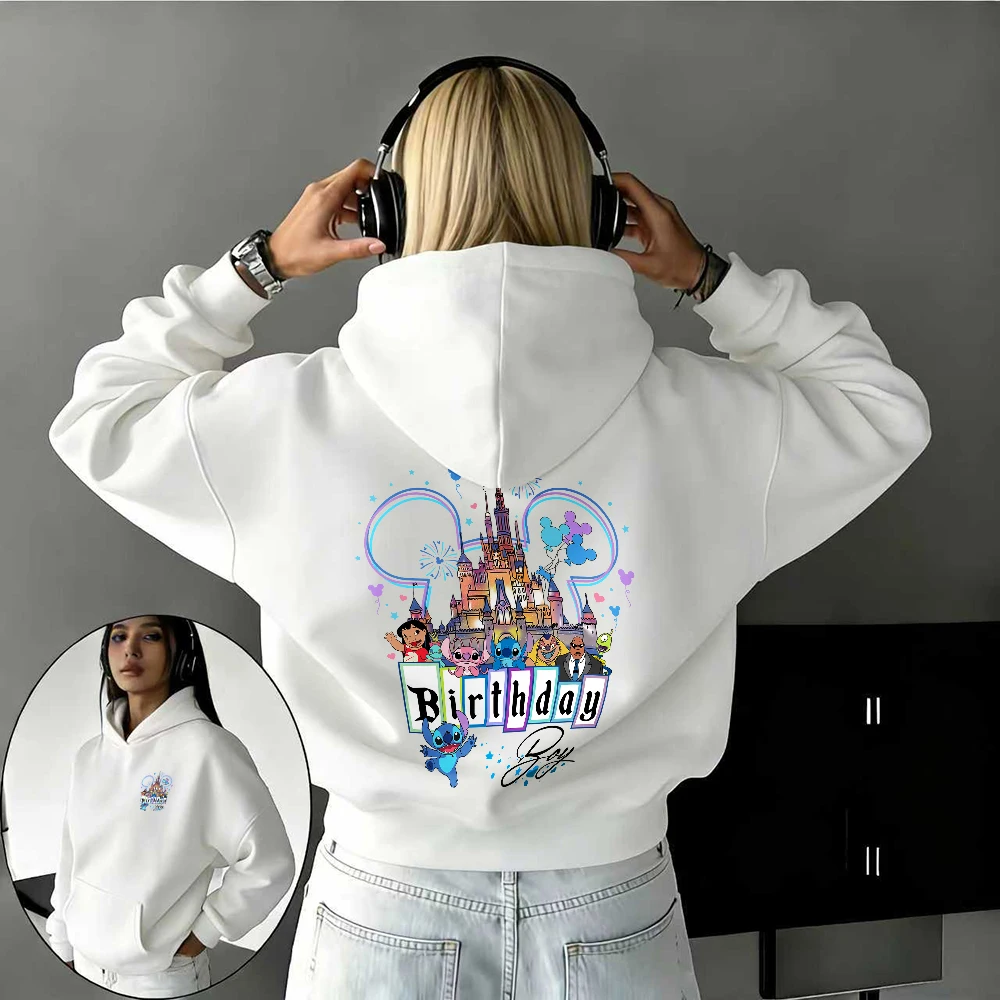 

Осень/зима Disney Stick and Castle Mickey's Head, толстовка из 100% чистого хлопка с принтом для мужчин и женщин, повседневный теплый топ на открытом воздухе