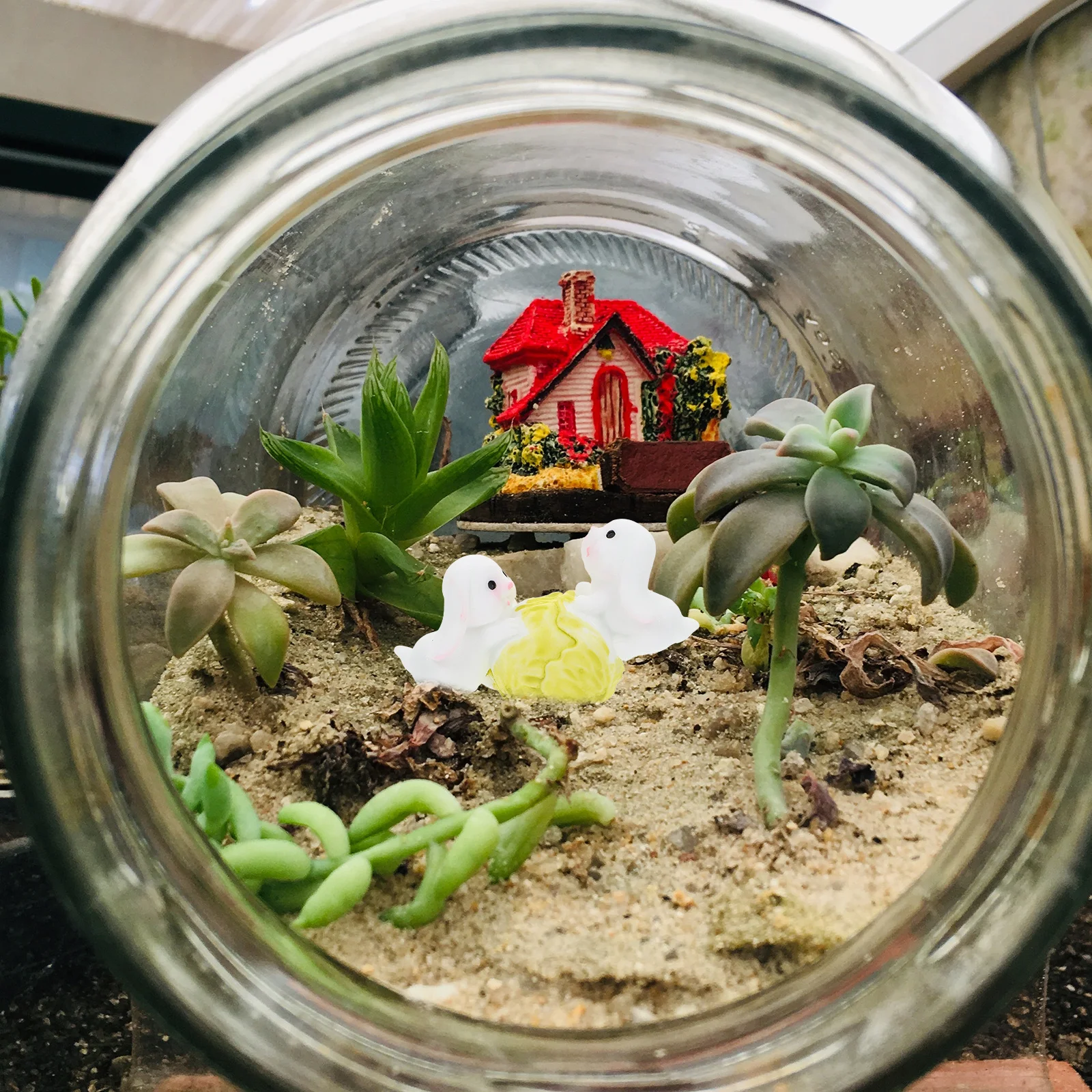 

Rabbit Ornament Rabbits Sculptures Decorative Bunny Models Mini Animal Ornaments Figurine Resin