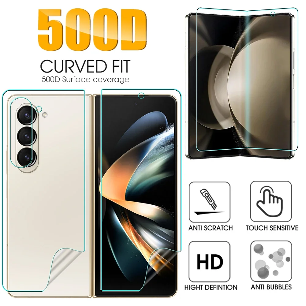 for ZFold5 Hydrogel Film Front Back Inner Screen Protector for Samsung Galaxy Z Fold 5 ZFold 5 5G Camera Lens Tempered Glass New