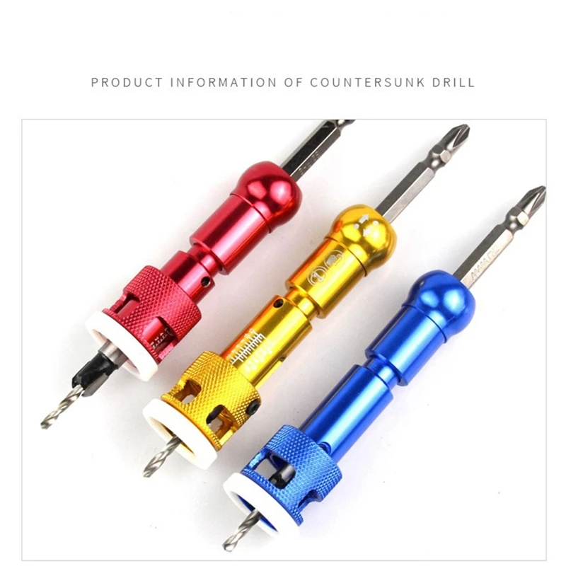 งานไม้ Counterbore เจาะขั้นตอนเจาะไม้สกรูเจาะรูเจาะเครื่องมือติดตั้ง Bit