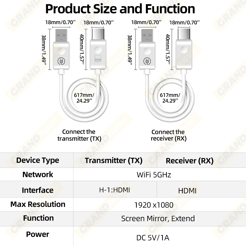 1080P HDMI 50M Sender Empfänger Extender Adapter Kompatibel Kabelloses Audio-Video PS4 Kamera Laptop PC zu Projektor TV ﻿ – Detail 16