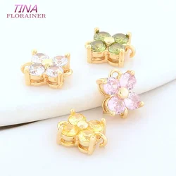 8*10MM 14K Gold Color Brass 2 Holes Flowers Connectors Charms Pendants Necklace Jewelry Making Supplies Diy Accessories