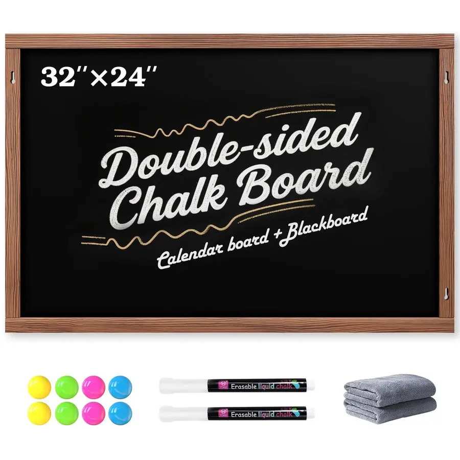 

DoubleSided Magnetic Chalkboard 36x24, Chalk Calendar Board amp Large Blackboard for Kitchen amp Home Decor, Schedule, Menu, Bac