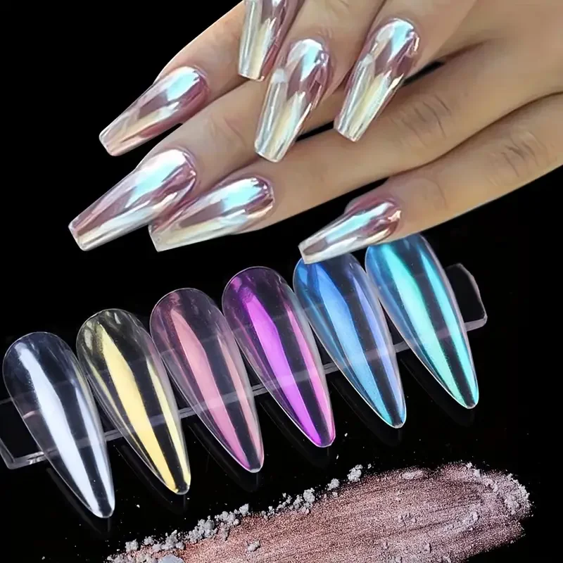 10G nail glitter powder, aurora shimmer effect, moonlight white dust, nail mirror paint set, glitter chrome salon supplies image 5