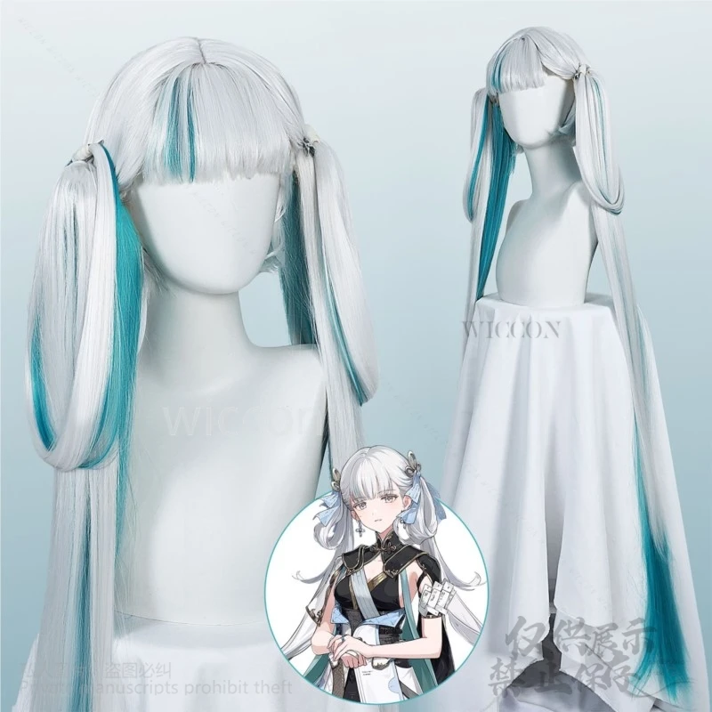 Anime Game Wuthering Waves Cosplay Jinhsi Lake Blue Mixed Long Wig Synthetic Cos For Halloween Christmas Party Woman Girls Cos