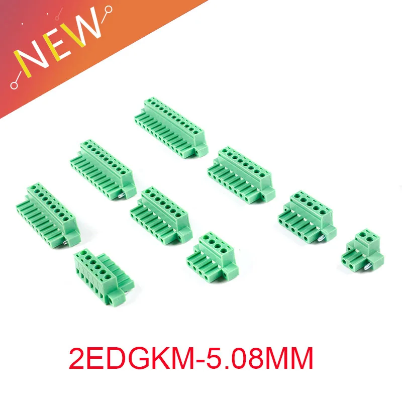 2EDG 5.08mm 2/3/4/5/6/7/8/9/10/12/14 Pin Right Angle Line Terminal Plug Type 2EDGRKP 2EDGKM Connector PCB Screw Terminal Block