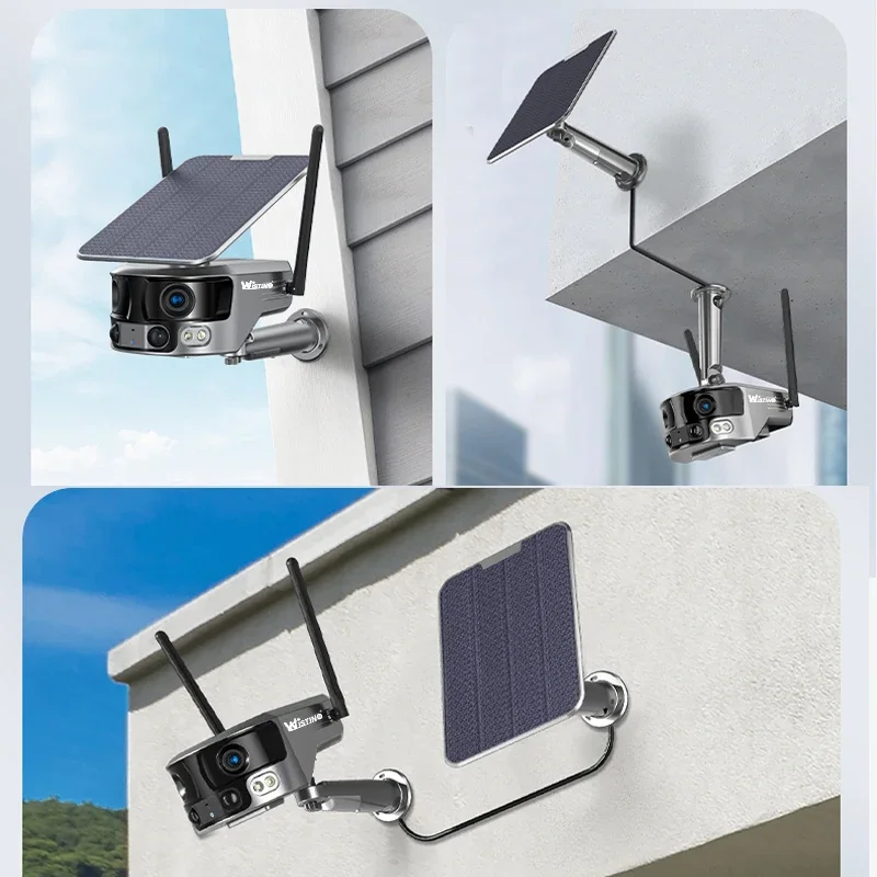 Wistino HD 4K 8mp 180 درجة واي فاي 4G ملون للرؤية الليلية بانورامية تعمل بالطاقة الشمسية كاميرا تعمل بالطاقة الشمسية في الهواء الطلق