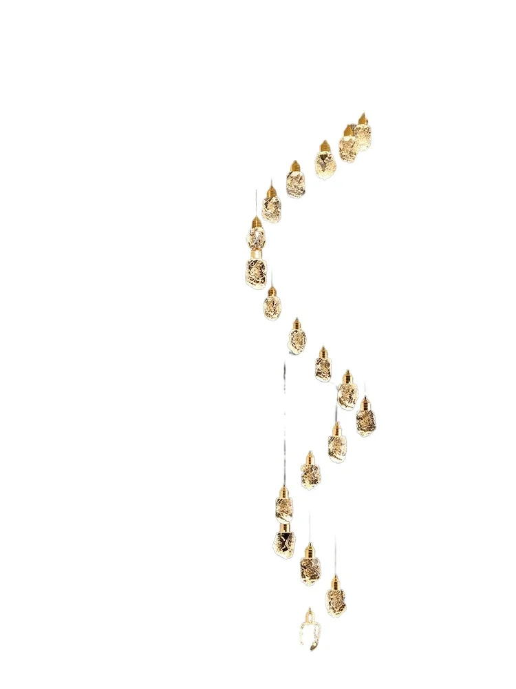 

Duplex stair chandelier, cloud crystal stair light modern, light luxury loft villa stair chandelier