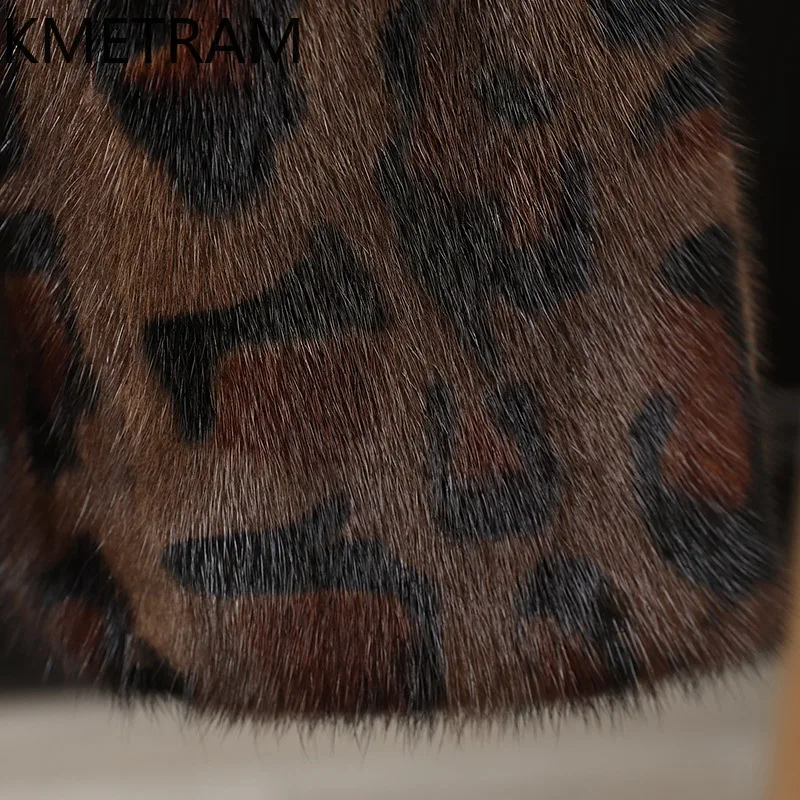 100% hele nertsbont jas vrouw luipaard gedrukt korte echte bontjas hoge kwaliteit winterkleding voor vrouwen harige jassen 2025