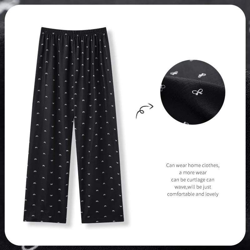 2026 New Spring Summer Women's Pajamas Cotton Crepe Pants Women's Comfortable Loose Large Home Pants Thin bottoms