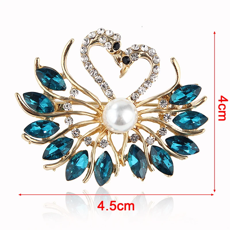 Cute Crystal Swan Brooch Pins Champagne Lovers Animal Rhinestones Brooches For Women Wedding Scarf Jewelry Vintage Lapel Pins