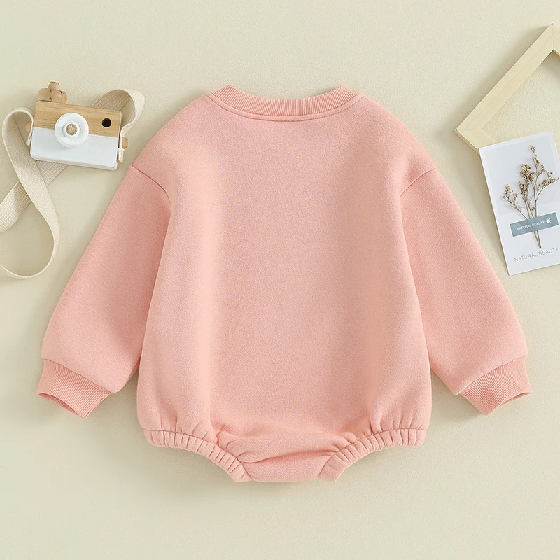 Baby Fleece Bodysuit Infant Boys Girl Solid Color Round Neck Long Sleeve Sweatshirt Jumpsuit Toddler Fall Clothes Streetwear