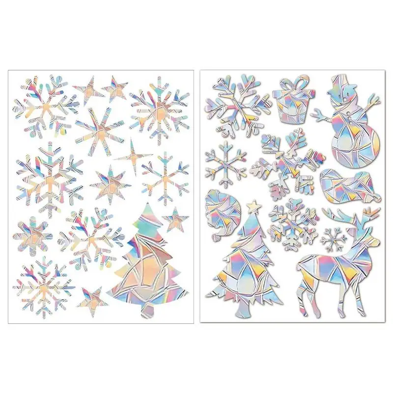 Rainbow Prism Electrostatic Glass Stickers PVC Snowflake Window Stickers Cartoon Santa Claus Sun Catcher Christmas Wall Decal