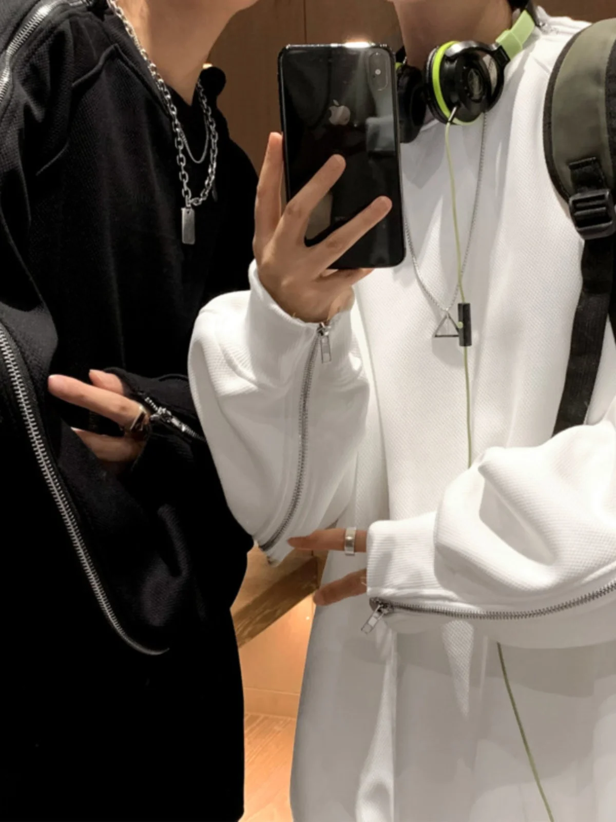 

White Zipper round Ne Sweatirt Men's Spring Autumn American Sle Oversize Trendy Brand Casual Comfortable Anti-Wrinkle