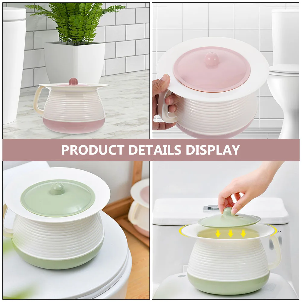 2 قطعة وعاء مبولة بلاستيكي سميك سطل غرفة محمول للاستخدام المنزلي للطفل البالغين خفيف الوزن ومتين