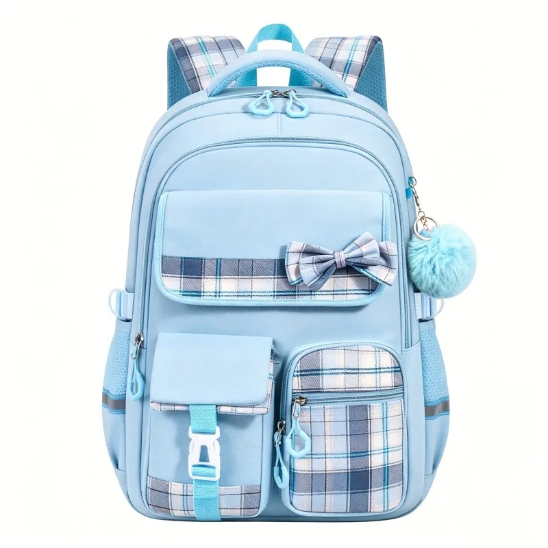 3pcs/set School Backpack for Girls Bookbag Elementary Middle School Bags Student Cute Plaid Backpack with Lunch Bag Pencil Bag