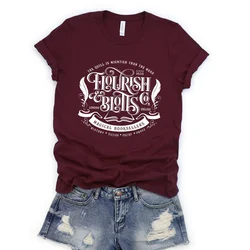 Flourish and Blotts Tshirt Wizard Shirt Book Reading Magic Tshirt Magic School T Shirt Short Sleeve Streetwear Tops Graphic Tees