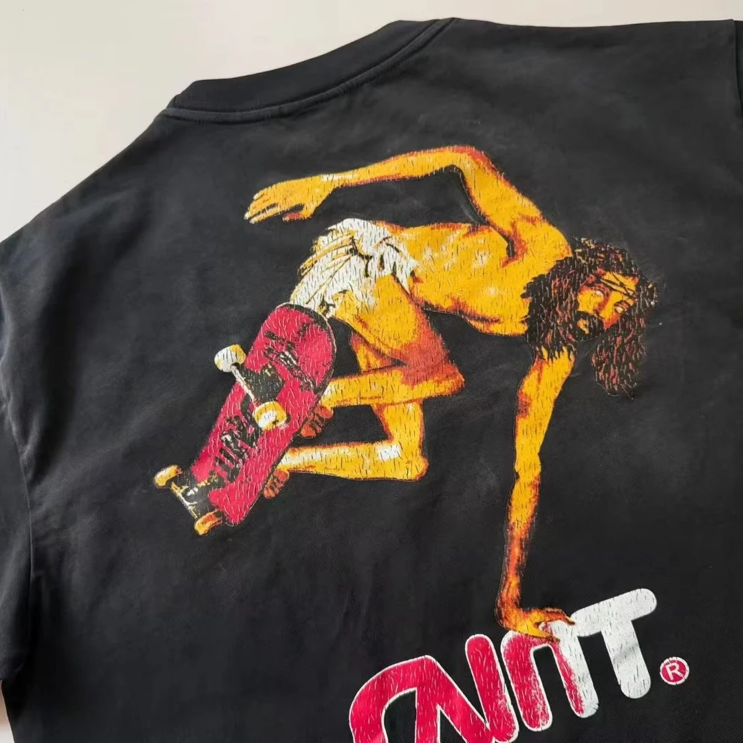 Vintage SAINT Skateboarding Jesus Art Image Print T Shirt Men Women Tee Tops T-Shirt