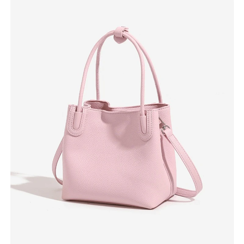 Nieuwe Damesmode Roze Handtassen Retro PU Lederen Emmer Schoudertas Onderarm Tas Casual Vrouwen Groentemand Kleine Handtassen