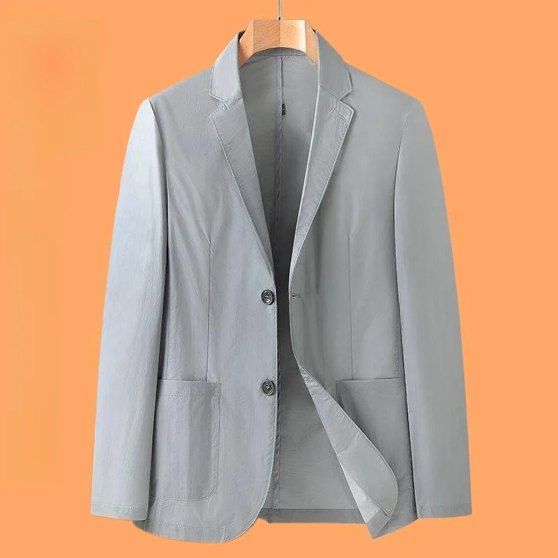 

Новая летняя тонкая мужская повседневная куртка из шелковистой ткани с защитой от солнца, свободного кроя, с круглым вырезом, на одной пуговице