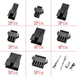 Black JST SM 2.54mm Pitch 2/3/4/5 Pin Male Plug Female Socket Housing Wire Connectors Plastic Shell SM2.54 Crimp Pin Terminals