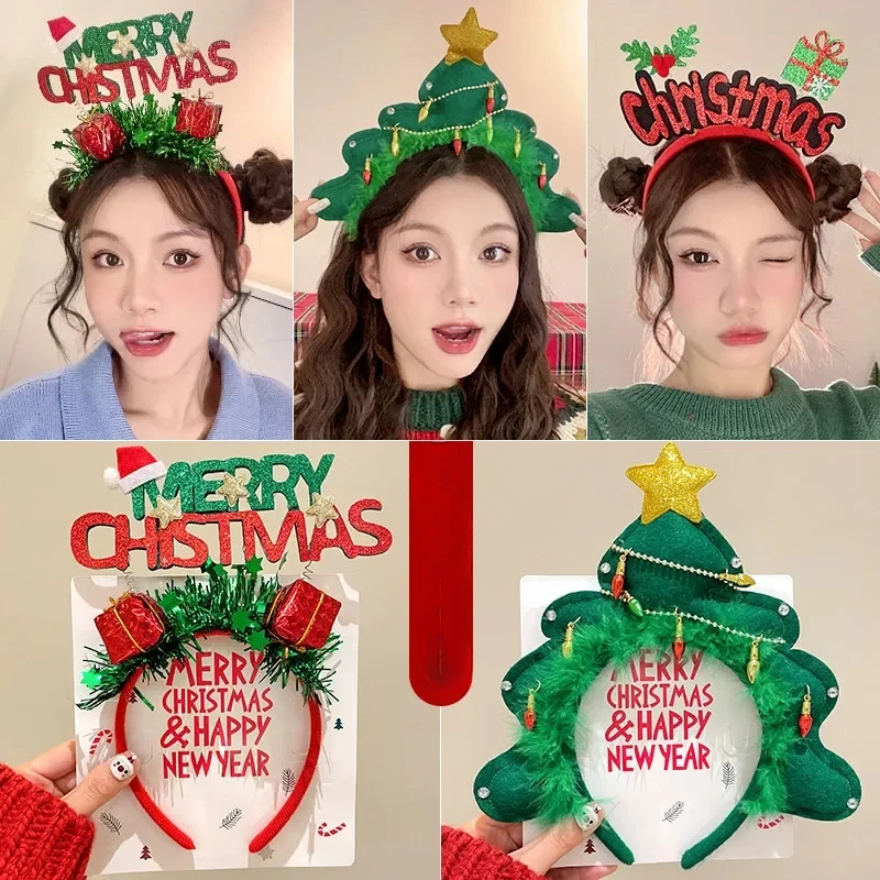 

2025 Merry Christmas Reindeer Headband Christmas Headwear Hair Band Clasp Headwear Festival Party Cosplay Photo Prop Navidad New