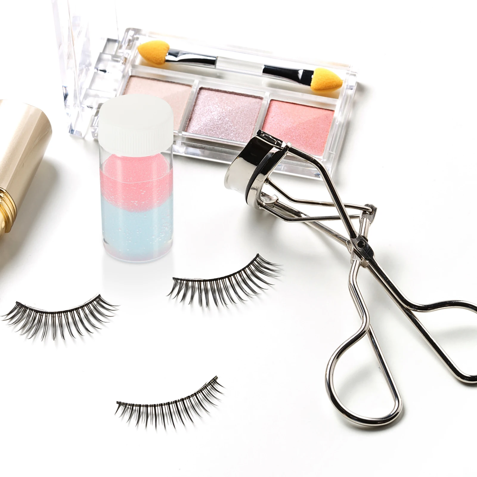 2 szt. Mini przenośny zestaw do czyszczenia pęset do rzęs z gąbeczkami do usuwania kleju, narzędzia do przedłużania rzęs, czyszczenie pęset