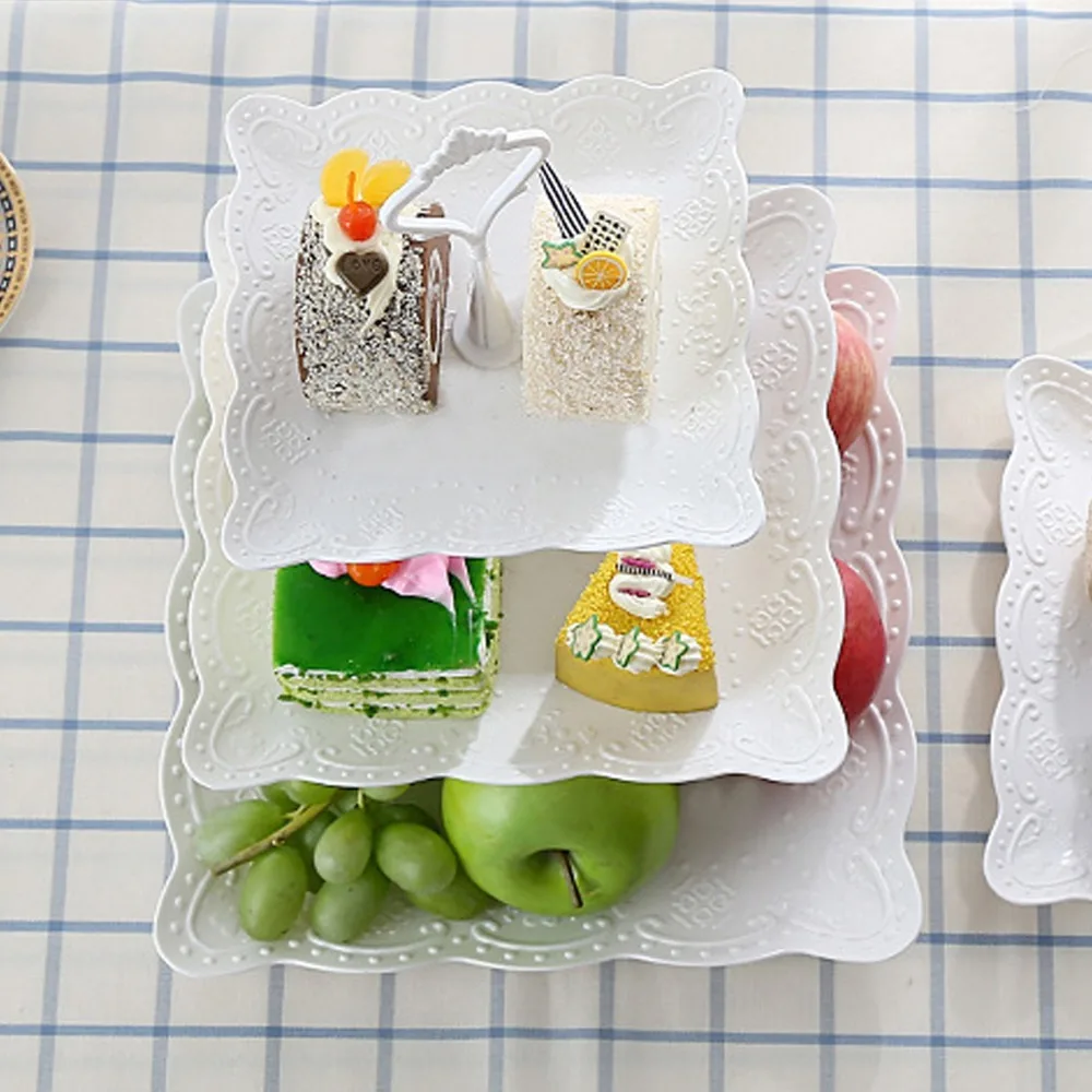 Resin Serving Tray Detachable Assembly Vertical Three Layer Display Tray Practical Glossy Surface Food Stand Snack Display