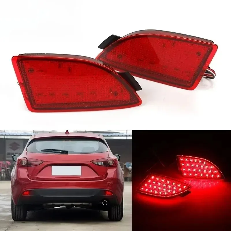 

For 2pcs Red Lens LED Light for 3 Axela Popular Rear Bumper Reflector Tail Brake Stop