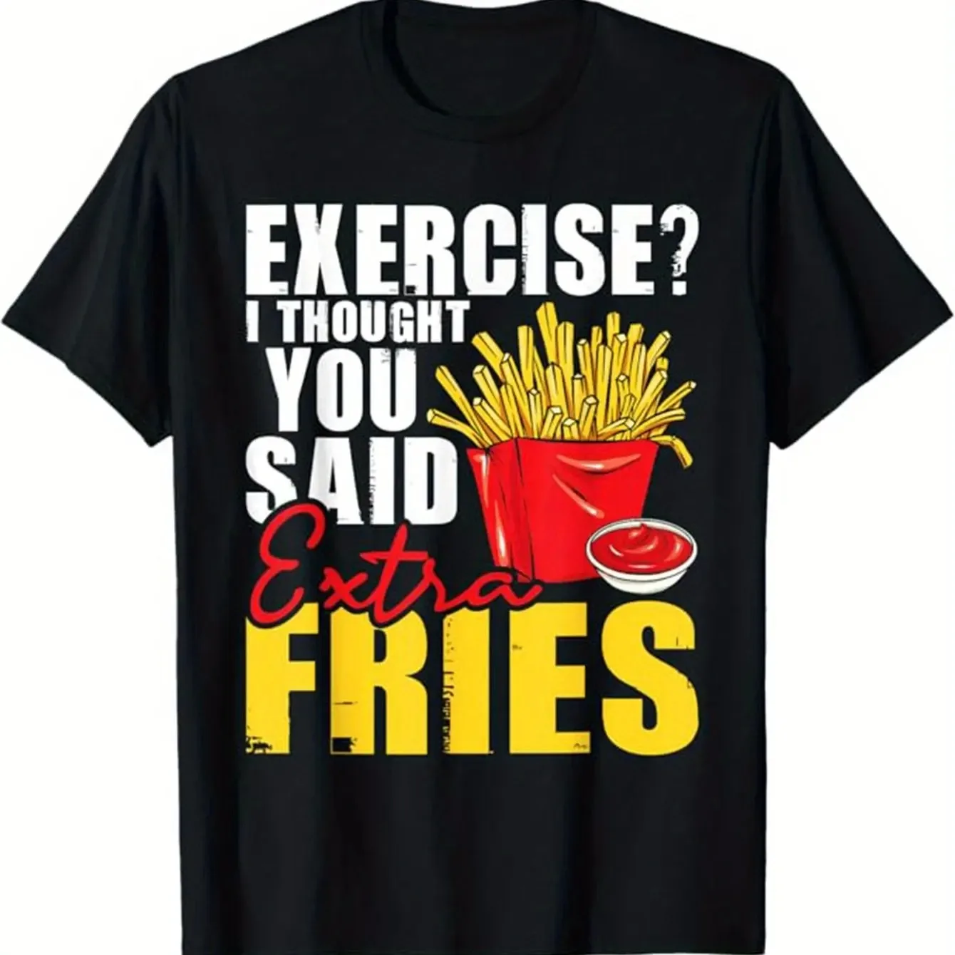 

Funny Fries Men's Casual Short Sleeve Crew Neck T-Shirt Men's Hamburger Tee Outfits Clothing Men Clothing Comfortable