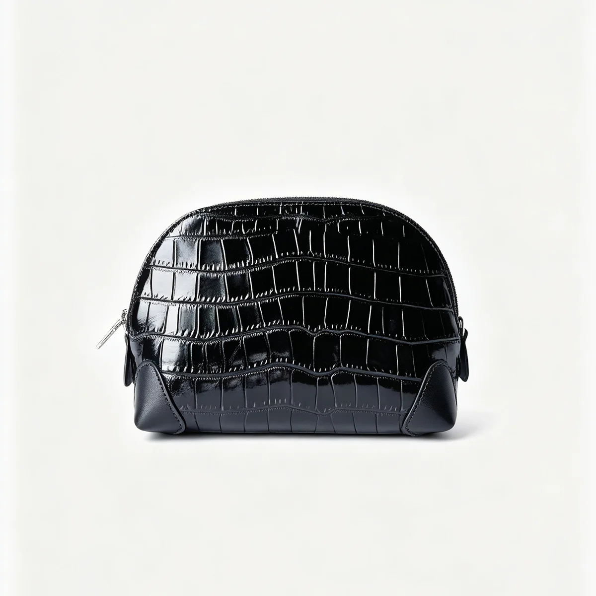 Echtes Leder Krokodil-Prägung Schwarzes Kosmetiktaschen-Set für Damen Toilettenartikel-Organizer Große Kapazität Reise-Make-up-Tasche – Detail 22
