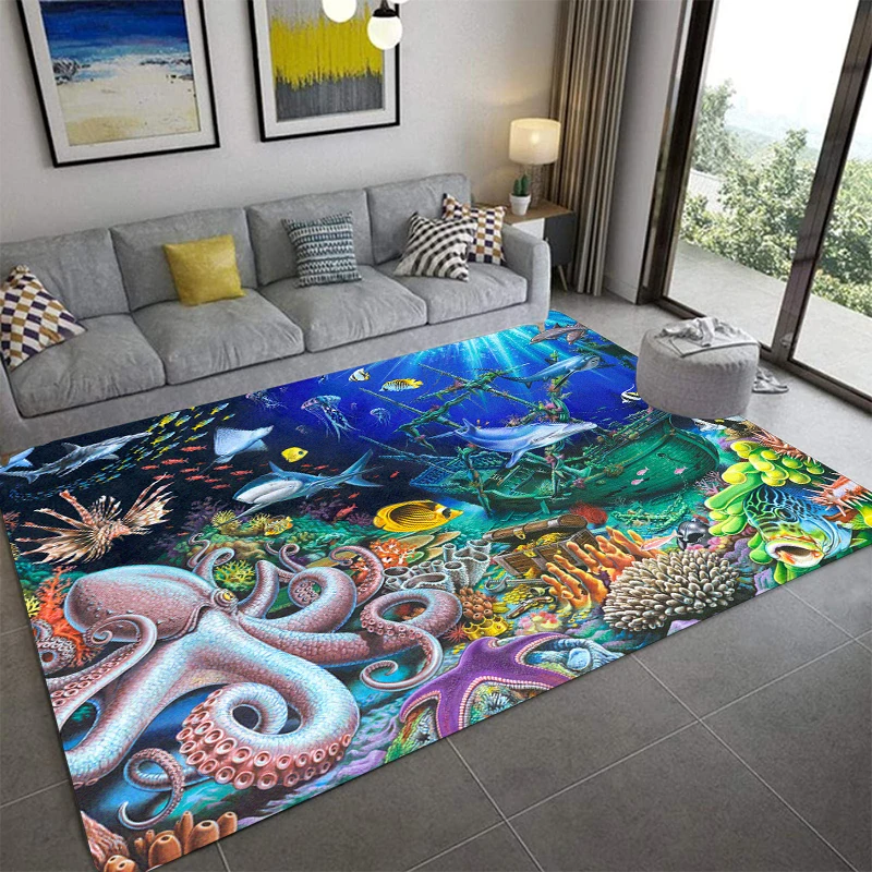 

Decorative Carpet O-Ocean World Children's Bedroom Floor Pad Can Customize Rug Living Room Cushion Door Pad