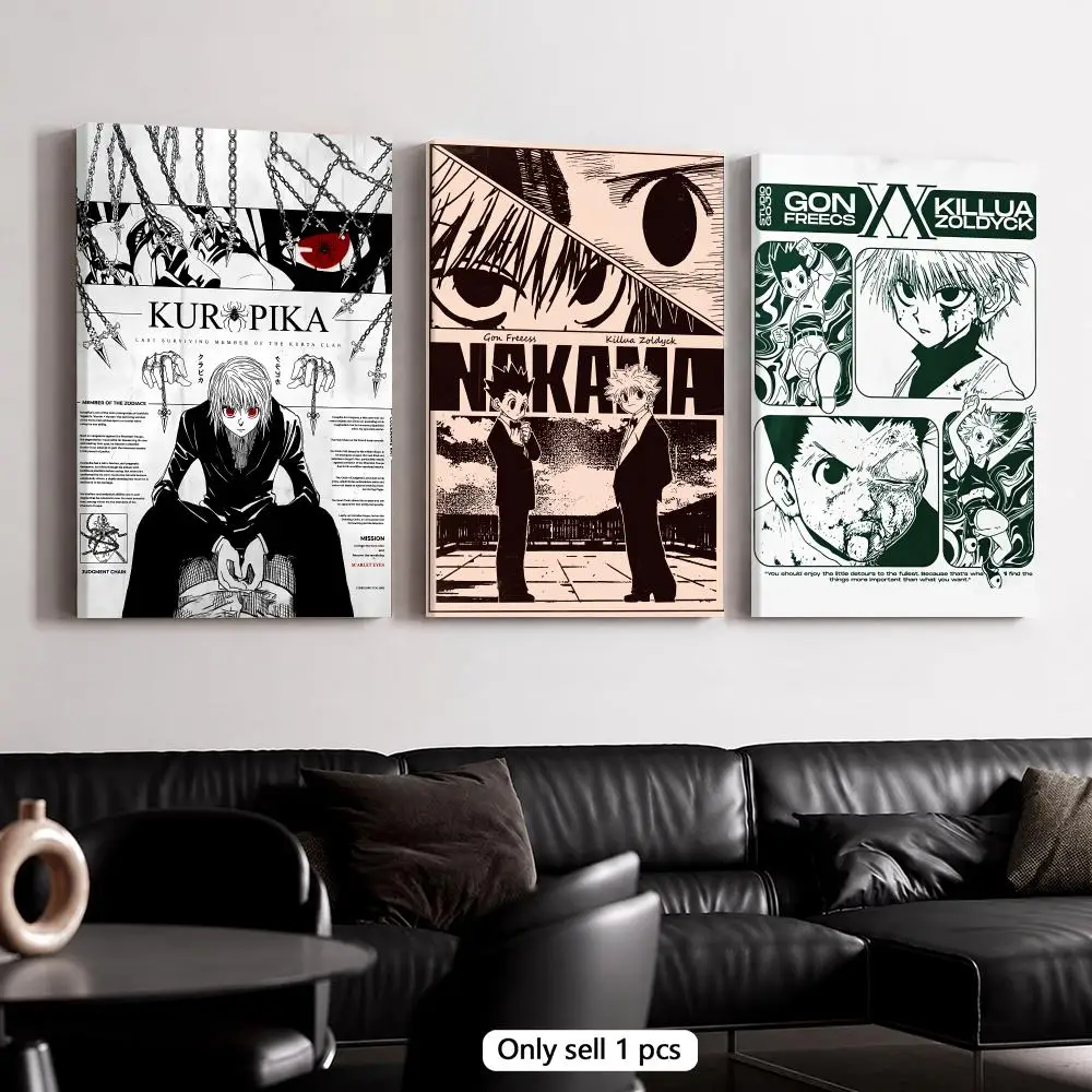Anime H-Hunter x Hunter Framed Wall Painting Canvas Poster Wooden Stretcher Frame Inner Frame Kit for Wall Art Painting