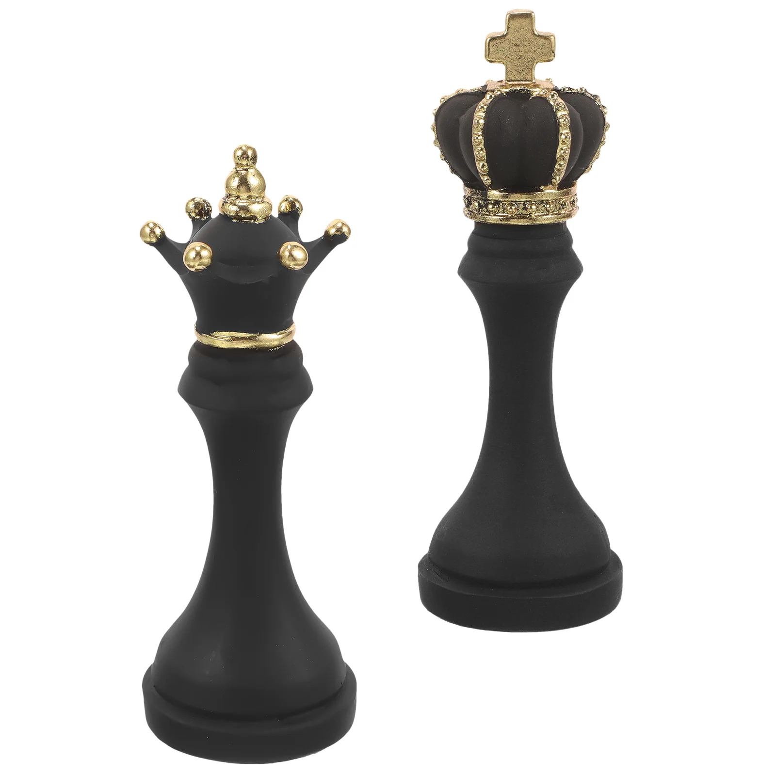 

2 PCS Chess Decorations King and Queen Statues Game Board Sculpture for Desk Ornament Table