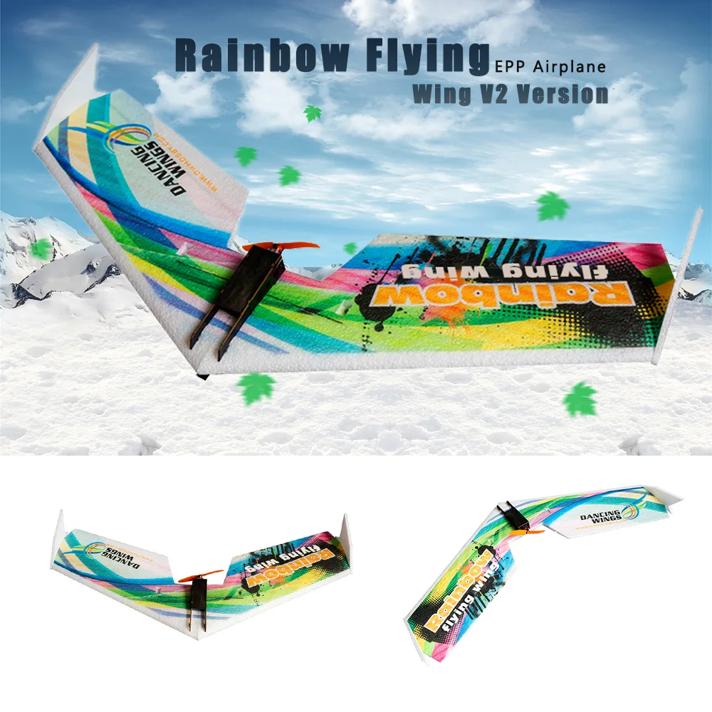 E0511 Rainbow Flying Wing V2 RC Airplane 800mm Wingspan Delta Wing Tail-pusher Aircraft KIT Dancing Wings Hobby