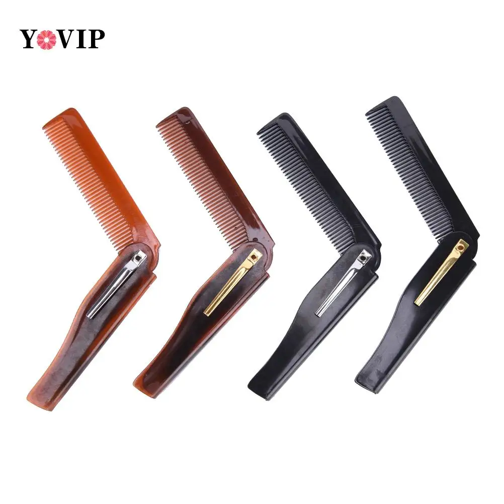 Foldable Comb Folding Pocket Clip Hair Moustache Beard Comb Fashion Men Women Handmade Massage Hair Brush