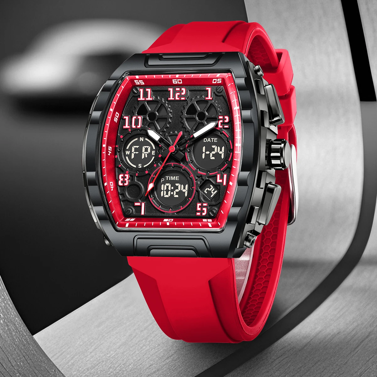 FOXBOX Men Military Digital Wrist Watches For Male Clock Dual Display Man Watch Sport Chronograph Luminous Silicone Watch Box